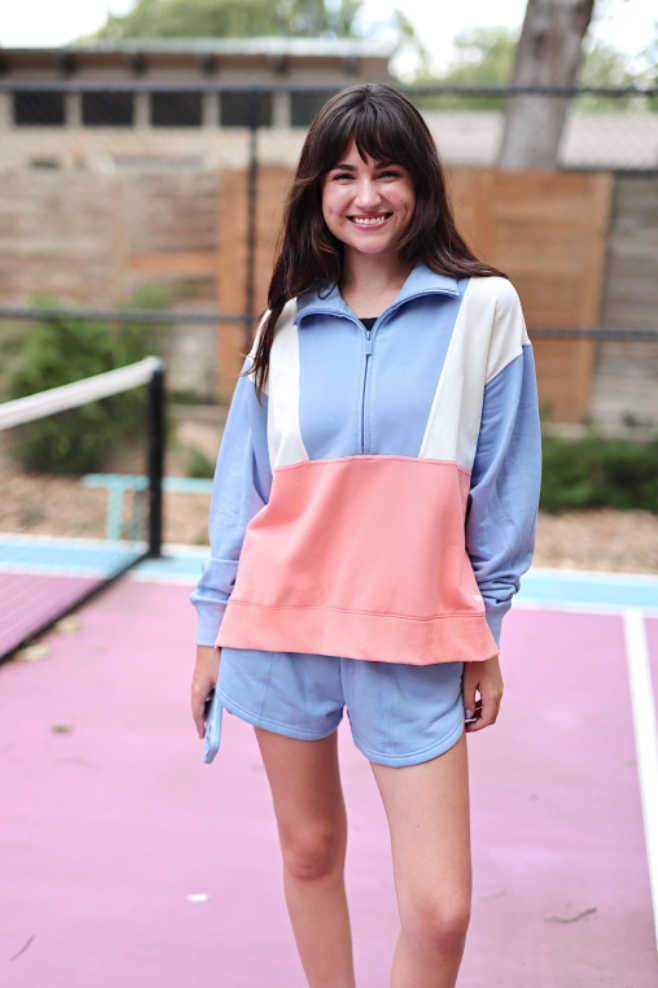 Jadelynn Brooke - Sunrise Stroll - Best Day Fleece Top (Periwinkle/CreamCoral)