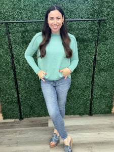 Zenana Raised Rib Raw Edge Boatneck Long Sleeve Top