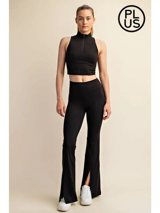 Rae Mode Recycled Butter Front Slit Legging - Black