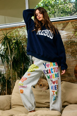 BUCKETLIST Reversible "HOMEBODY" Mock Neck Sweatshirt