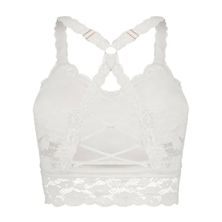 JadyK - Juliette Deluxe Racerback Lace Bralette | White | JadyK