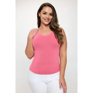 Yelete High Neck Shapewear Tank Hot Pink