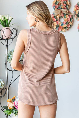 Heimish Sleeveless Solid Urban Ribbed Top - Latte