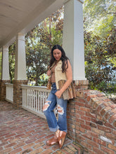 Load image into Gallery viewer, Oli &amp; Hali Washed Flannel Ruffle Hem Corduroy Sleeveless Vest | Women’s Layering Top
