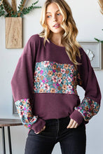 Load image into Gallery viewer, HEIMISH - LONG PUFF SLEEVE SOLID URBAN RIBBED AND FLORAL TOP
