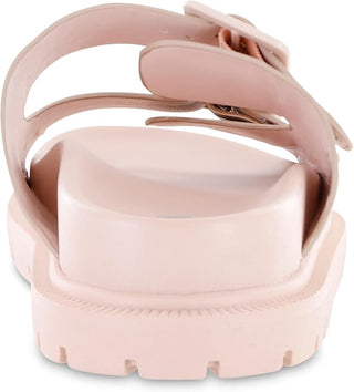 MIA Shoes Gen Sandals – Blush Pink Neutral Dual-Buckle Comfort Slides