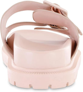 MIA Shoes Gen Sandals – Blush Pink Dual-Buckle Comfort Slides