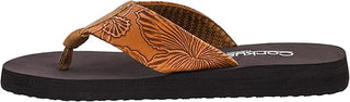 Corkys Footwear - Womens Summer Break Flip Flops - Cognac Flower Emboss