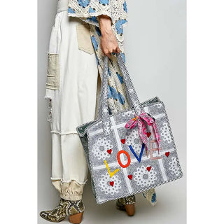 Pol - Quilted Natural Paisley Love Tote Bag