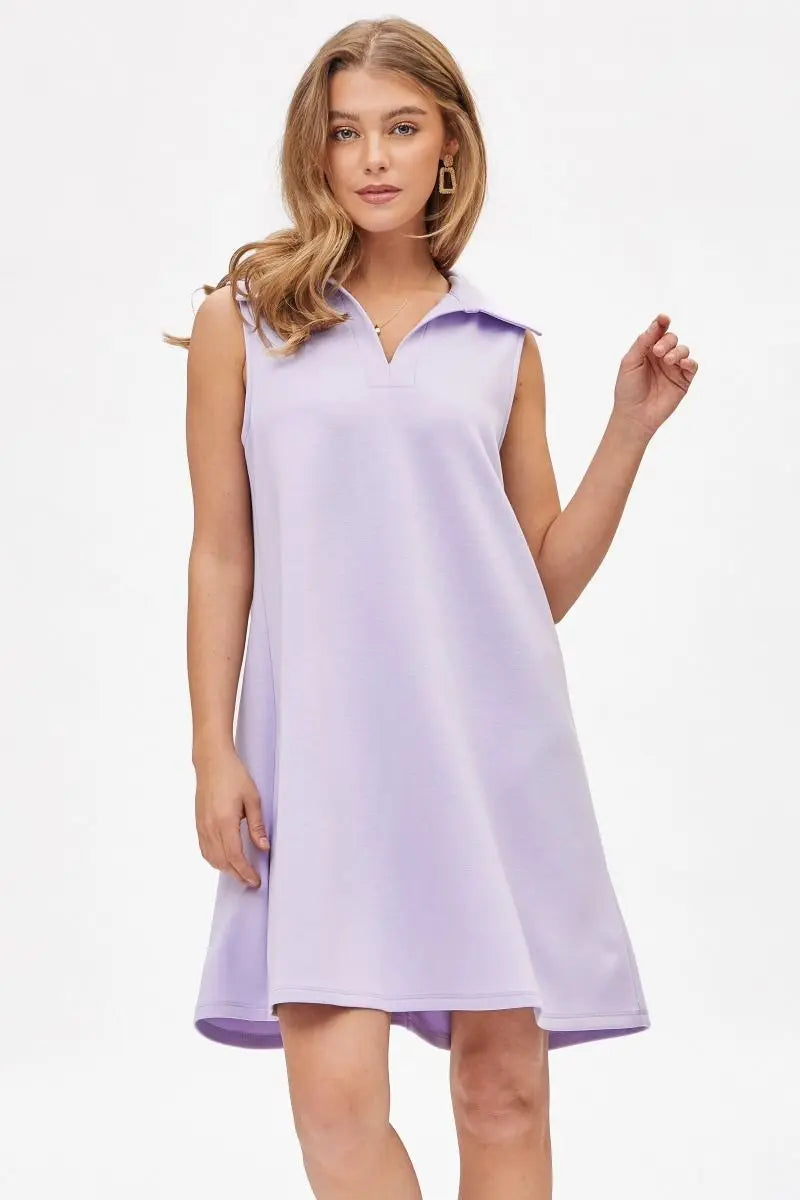 Dear Scarlett Scuba Collarted Tank Dress Lilac TRV-CRUISEP