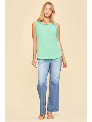 Andree by Unit Waffle Knit Sleeveless Tank Top- Mint