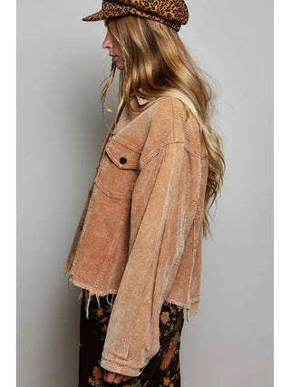 Pol - Pocket Front Button Down Corduroy Trucker Jacket Sale