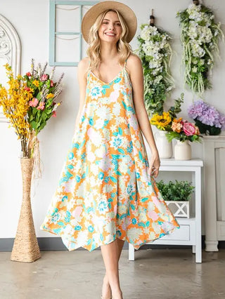 Heimish - Floral Midi Dress - Light Orange