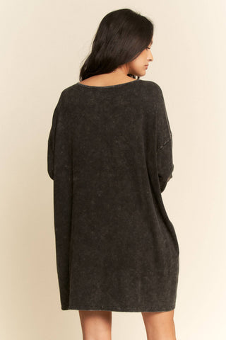 Davi & Dani - THUNDER DENIM BUTTON DETAIL POCKET T SHIRT DRESS