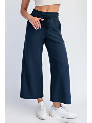 Rae Mode - Teal Navy Modal Scuba Cropped Wide Pant