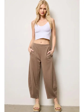 Charlotte Avery - Scuba Barrel Pants - Dark Taupe