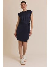 Load image into Gallery viewer, Round Neck Sleeveless Wrap Mini Dress - Navy
