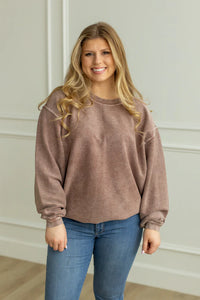 MOONRYDER Essential Luxe Corded Sweatshirt in Cappuccino
