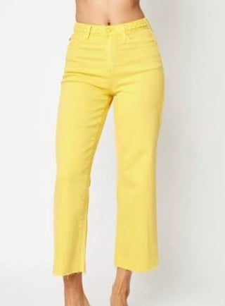 Judy Blue Yellow High Waist Wide Leg Capri