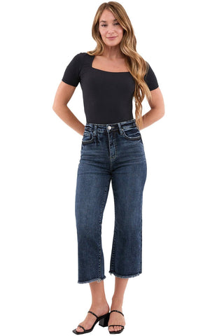 RFM - Chloe High Rise Wide Leg Cropped Frayed Jeans