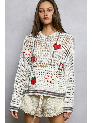 POL - Handmade Granny Patch Thin Sweater Top