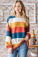Load image into Gallery viewer, HEIMISH - LONG PUFF SLEEVE ROUND NECK STRIPE TOP
