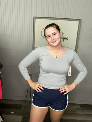 Rae Mode Accent Stripe Athletic Short P6396 - Navy