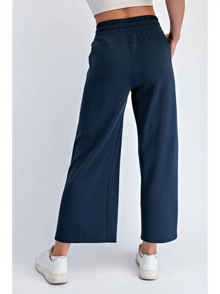 Rae Mode - Teal Navy Modal Scuba Cropped Wide Pant