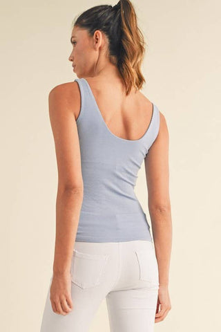 Yelete - Women's Precision Fit Tank with Built-In Bra Light Blue