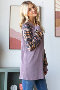 HEIMISH - SOLID URBAN RIBBED AND GEOMETRIC CONTRAST TOP