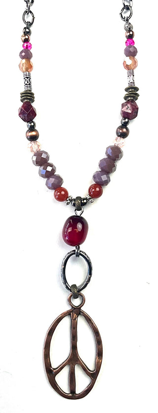 Lost & Found Trading - PC547 NK-Beaded w/Chain & Peace Sign Pendant