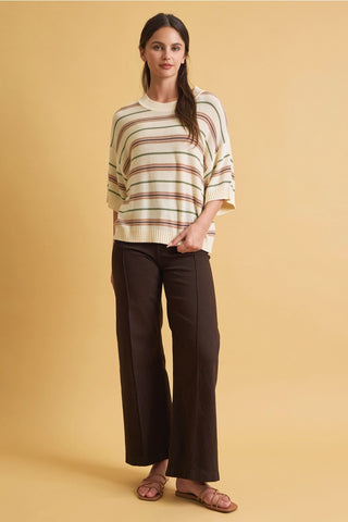 Be Cool - Striped Sweater Tee - Vanilla
