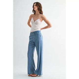 Mica Denim High-Rise Wide Joggers - French Blue