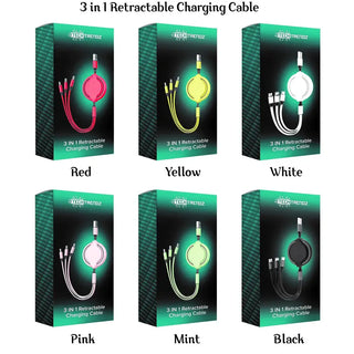 Tech Trendz 3in1 Retractable Charging Cable - White