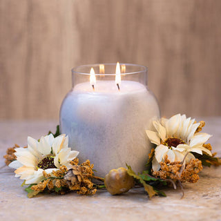A Cheerful Giver - White Sunflower & Pumpkin Candle Ring