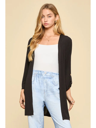 Dear Scarlett Lightweight Open-Front Cardigan- Black