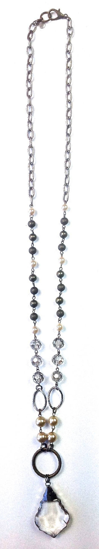 Lost & Found Trading - TPG227 NK-Mixed Rosaried Beads w/Ring & Chandelier Pendant