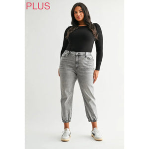 Mica High Rise Jogger Jeans – Washed Gray Denim Joggers