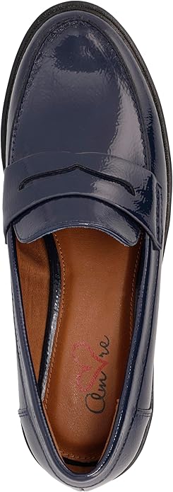 MIA Shoes Hali Loafer – Slip-On Moc Toe with Block Heel Navy