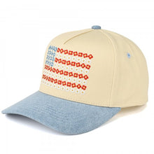 Load image into Gallery viewer, Two Tone Canvas Embroidered Flower Flag Baseball Cap

