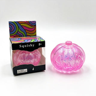 Glitter Jack-O-Lantern Squishy Toy - Pink