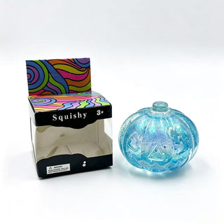 Glitter Jack-O-Lantern Squishy Toy - Blue