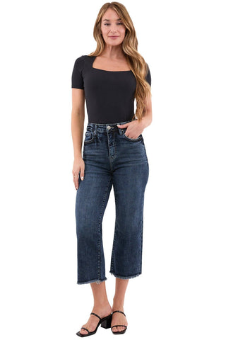 RFM - Chloe High Rise Wide Leg Cropped Frayed Jeans