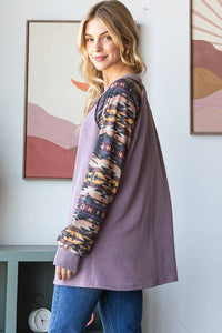 HEIMISH - SOLID URBAN RIBBED AND GEOMETRIC CONTRAST TOP