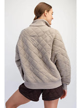 Load image into Gallery viewer, Rae Mode Cozy Quilted Snap-Neck Pullover Stone Taupe
