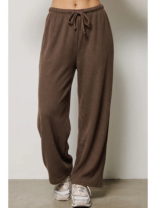 Charlotte Avery - Rib Knit Pull On Pant - Brown