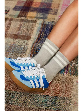 POL - Solid Color with White Sporty Stripes Casual Socks
