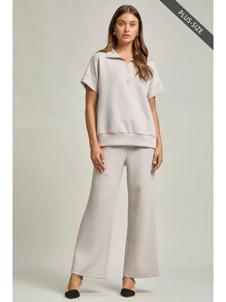 Dear Scarlett – Plus Size Quarter Zip Modal Wide Leg Pant