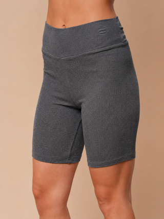 White Birch - High Waisted Solid Knit Biker Shorts