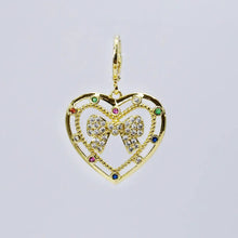 Load image into Gallery viewer, Treasure Jewels Big Heart Bow Charm In Silver &amp; Gold
